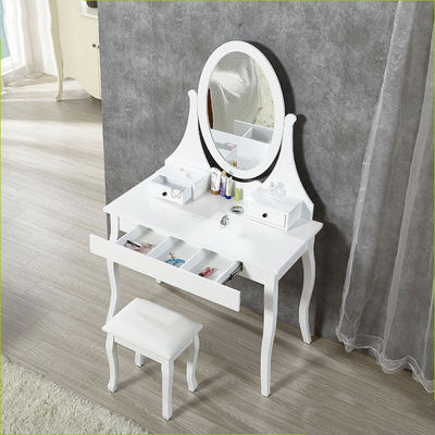 Noble White Solid Wood Tripod With Mirror 62.6INCH Bedroom Dressing Table