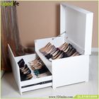 1.1m Width Entryway Shoe Bench Adjustable Double Layer Painting MDF