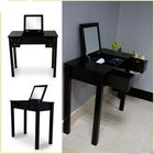 Black Solid Wood Material Large Capacity Wooden Mirror Table For Bedroom