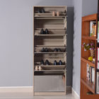 Wooden Simple Brown Mirror Shoe Rack Cabinet For Apartment And Storage room