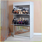 Solid Wood 27 pairs 1.2M MDF Veneer Mirrored Shoe Cabinet