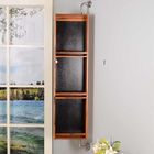 Wall Mounted Rotatable 3mm Mirror Pine Wooden Bathroom Storage