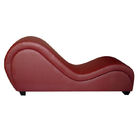 Burgundy Genuine Leather Solid Wood 1.7M Sex Sofa Chairs