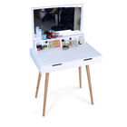 MDF Wood Double Drawer Mirror Dressing Table 87cm height With Light