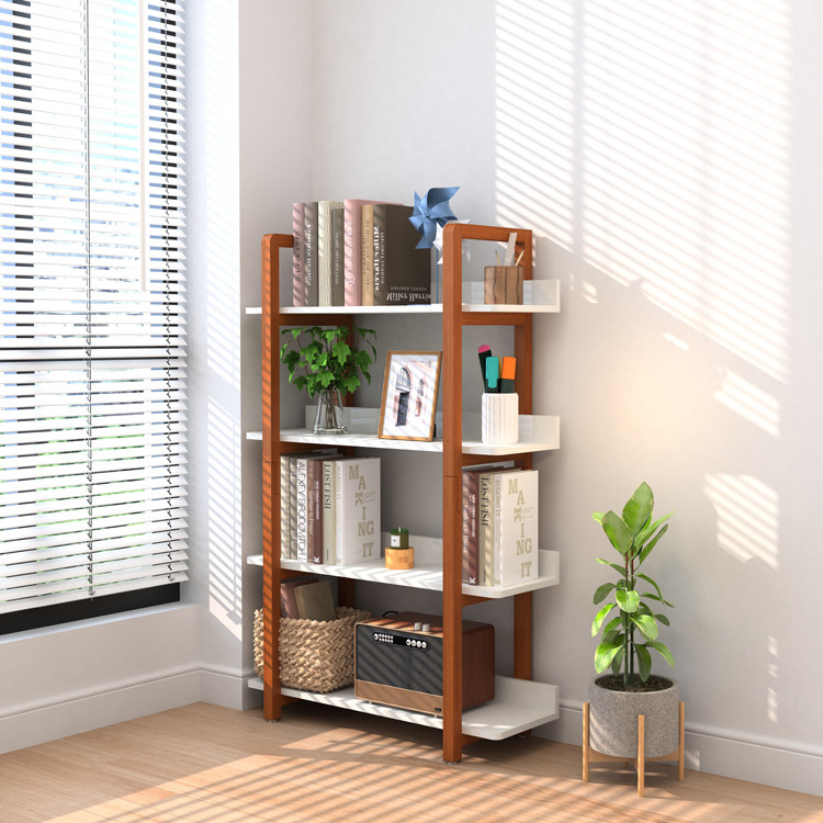 Four Tier Wooden Storage Rack Glaze For Bedroom Living Room Office Kitchen