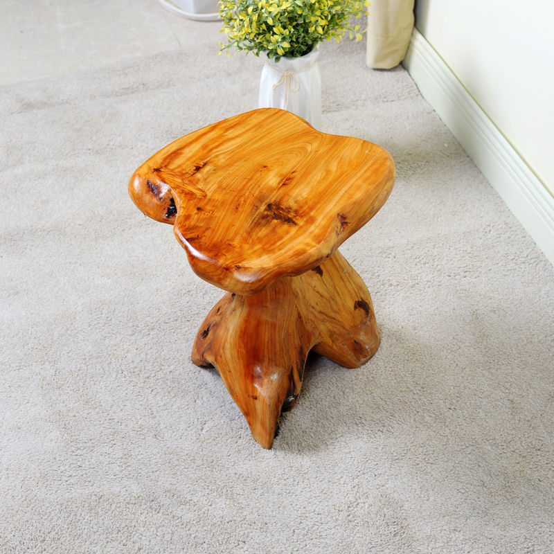 Apartment Retro Style Irregular Shape Pine Solid Wood Stool